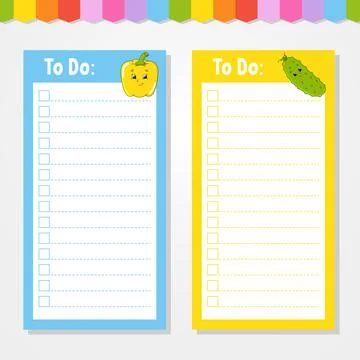 To do list for kids. Empty template. The rectangular shape. Isolated color ve Stock Illustration