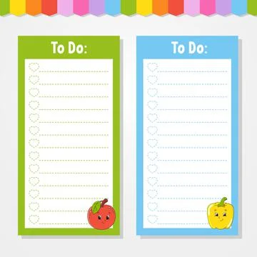 To do list for kids. Empty template. The rectangular shape. Isolated color ve Stock Illustration