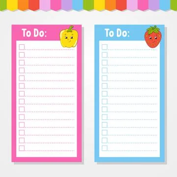 To do list for kids. Empty template. The rectangular shape. Isolated color ve Stock Illustration