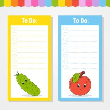 To do list for kids. Empty template. The rectangular shape. Isolated color ve Stock Illustration