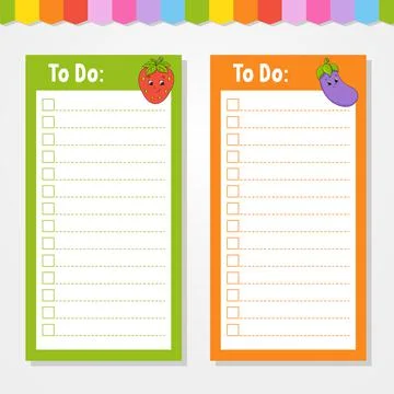 To do list for kids. Empty template. The rectangular shape. Isolated color ve Stock Illustration