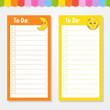 To do list for kids. Empty template. Crescent and moon. The rectangular shape Stock Illustration