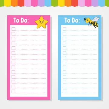 To do list for kids. Empty template. Star and bee. The rectangular shape. Iso Stock Illustration