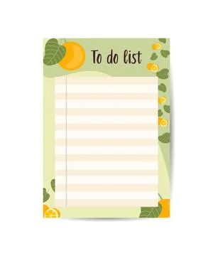 To do list with line for notes with citrus fruit vector illustration Stock Illustration
