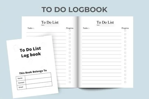 To do list logbook KDP interior. Tasklist line art vector. To do task log boo Stock Illustration