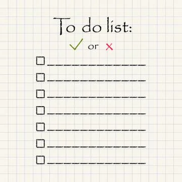 To do list in mathematical square paper with yes or not sign posted inside Stock Illustration