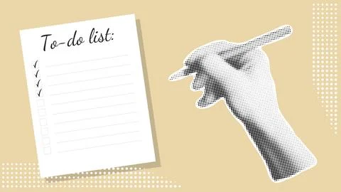 To do list modern banner in collage style Stock Illustration