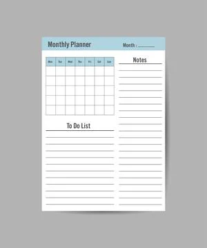 To do list monthly, weekly or daily. Simple design with flat illustration Stock Illustration