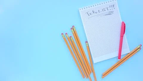 To-do list. Notepad with to-do list. pencil pen Notepad for writing photo Stock Photos