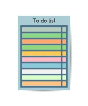 To Do list Numbered list with check box and lines colors. Stock Illustration