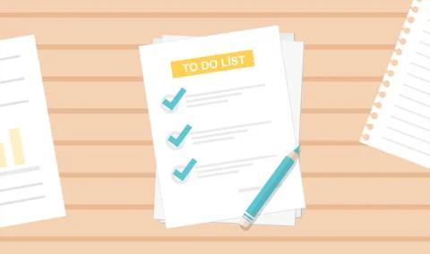 To do list or check list.  Paper sheets with mark icon. Isolate vector illust Stock Illustration