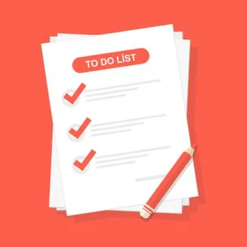 To do list or check list.  Paper sheets with mark icon. Isolate vector illust Stock Illustration