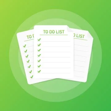 To do list or planning icon concept. Paper sheets with check marks. Vector st Stock Illustration