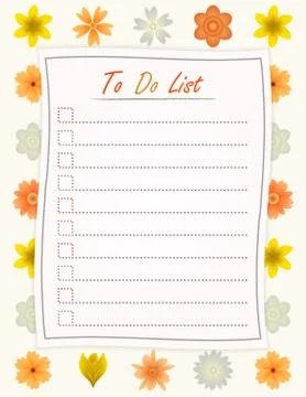 To do list paper on flower design background - motivational inscription template Stock Illustration