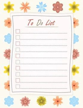 To do list paper on flower design background - motivational inscription template Stock Illustration