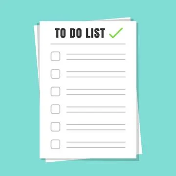 To Do List Paper Stack with Check Mark Flat Stock Illustration