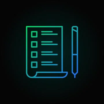 To Do List with pen vector colored icon in thin line style Stock Illustration