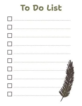 To do list, pine branch and checkbox. Winter planner template. Holiday tasks Stock Illustration