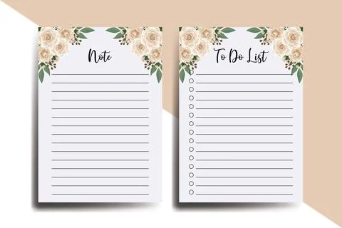 To do list Planner template Camellia flower Design Stock-Illustration