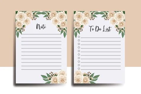 To do list Planner template Camellia flower Design Stock Illustration