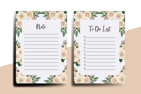 To do list Planner template Camellia flower Design Stock Illustration