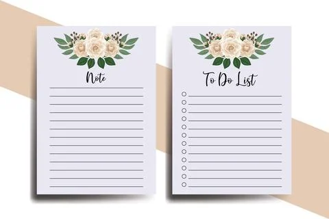 To do list Planner template Camellia flower Design Illustrazione stock