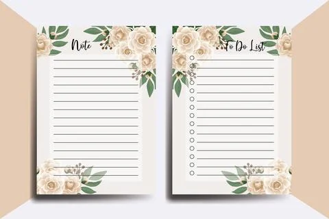 To do list Planner template Camellia flower Design 스톡 일러스트