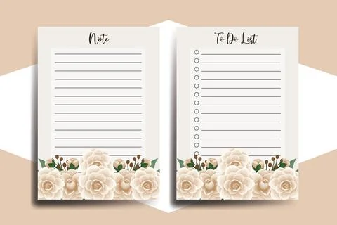 To do list Planner template Camellia flower Design Illustrazione stock