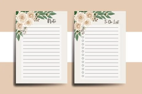 To do list Planner template Camellia flower Design Illustrazione stock