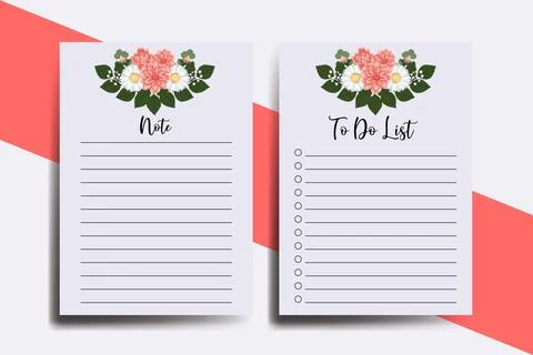 To do list Planner template Dahlia Flower Design Illustrazione stock