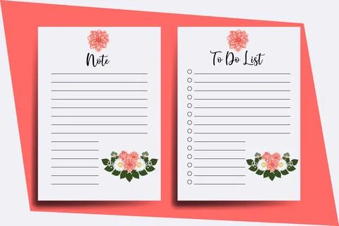 To do list Planner template Dahlia Flower Design Stock Illustration