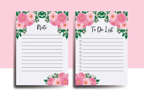 To do list Planner template Peony Flower Design Illustrazione stock