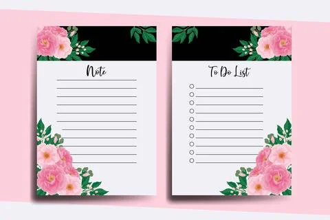 To do list Planner template Peony Flower Design Illustrazione stock