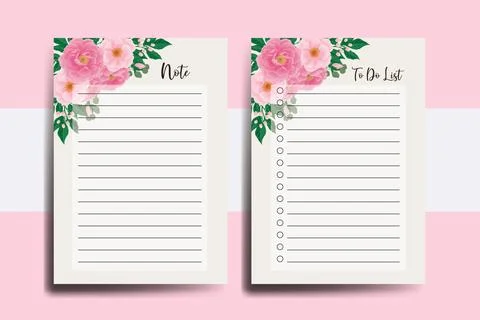 To do list Planner template Peony Flower Design Stock Illustration