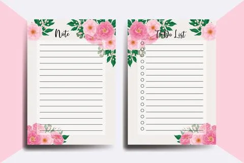 To do list Planner template Peony Flower Design Stock-Illustration