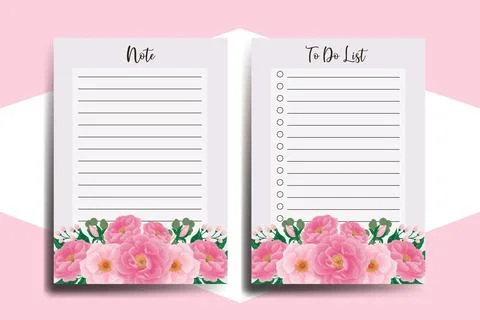 To do list Planner template Peony Flower Design Stock Illustration