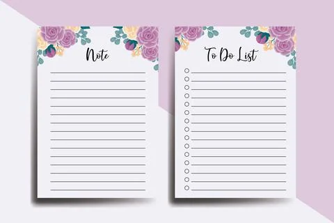 To do list Planner template Rose Flower Design Stock Illustration