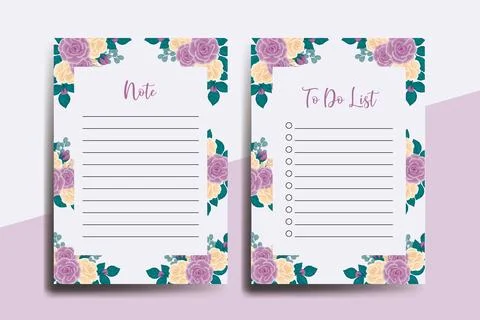 To do list Planner template Rose Flower Design Stock Illustration