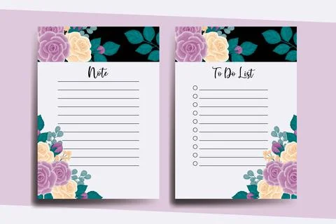 To do list Planner template Rose Flower Design Stock Illustration