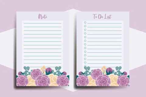 To do list Planner template Rose Flower Design Stock Illustration