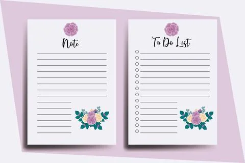 To do list Planner template Rose Flower Design Illustrazione stock