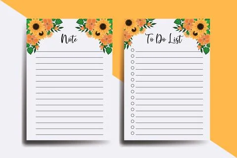 To do list Planner template Sunflower Design Stock Illustration