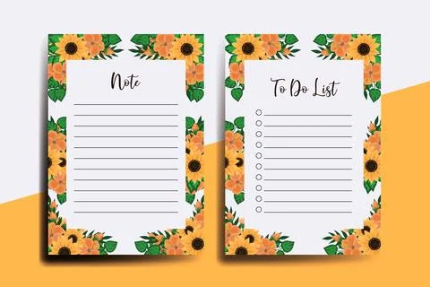 To do list Planner template Sunflower Design Stock Illustration