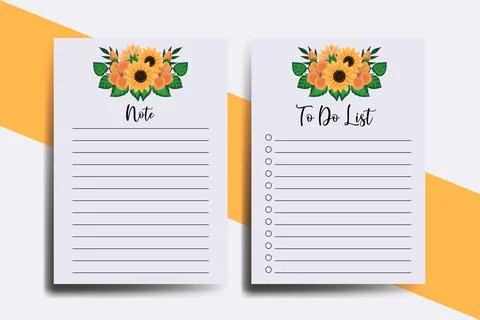 To do list Planner template Sunflower Design Stock Illustration