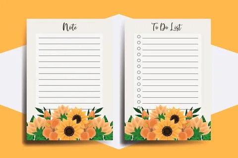 To do list Planner template Sunflower Design Stock Illustration