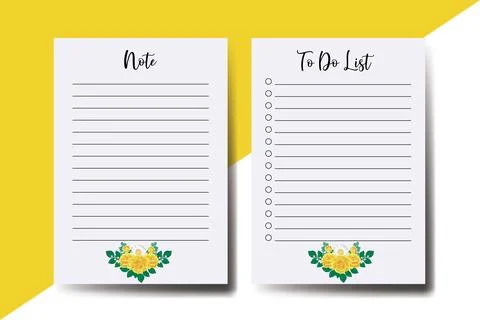 To do list Planner template Yellow Rose Flower Design Stock Illustration