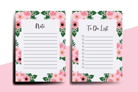 To do list Planner template Zinnia and Peony flower Design Stock Illustration