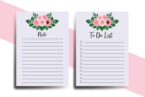 To do list Planner template Zinnia and Peony flower Design Stock Illustration