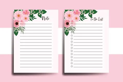To do list Planner template Zinnia and Peony flower Design Illustrazione stock