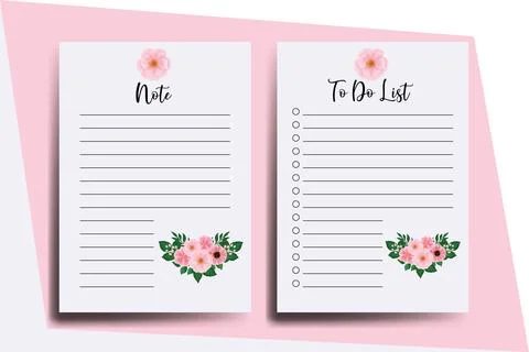To do list Planner template Zinnia and Peony flower Design Stock Illustration